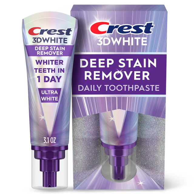 Crest 3D White Deep Stain Remover Daily Toothpaste Ultra White 3.1oz
