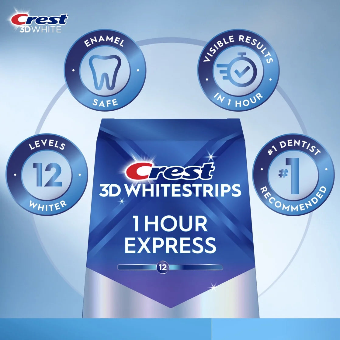 Crest 3D Whitestrips 1-Hour Express At-home Teeth Whitening Kit Level 12